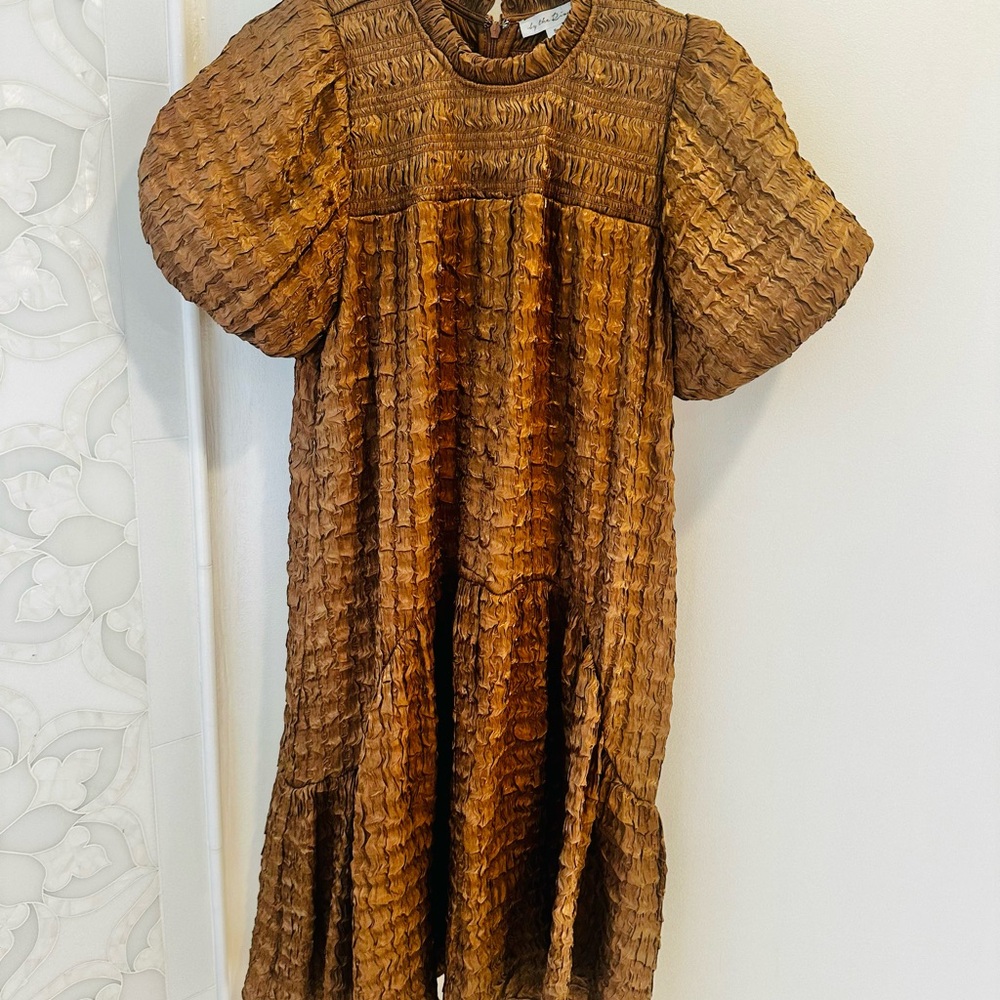 Brown Textured shift  Dress
